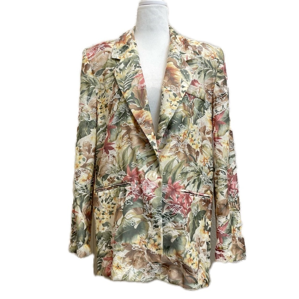 San Moire 80’s Vintage Floral Pastel Oversized Retro Spring Mom Grandma Blazer
